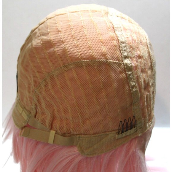 Womens Pink Short Straight Med Bob Wig Hair Party Synthetic Cosplay Lace Front - Picture 8 of 10